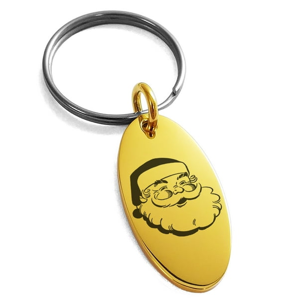 Tioneer Stainless Steel Cute Santa Claus Oval Head Key Charm Pendant Necklace